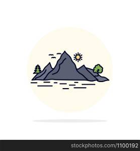 Nature, hill, landscape, mountain, tree Flat Color Icon Vector
