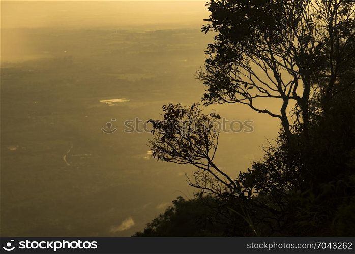 Nature landscape view of sunset over the mountain, National Park in Thailand