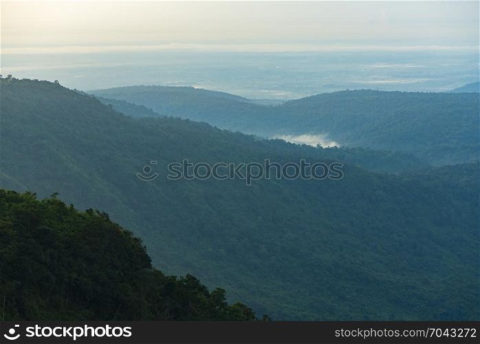 Nature landscape view of sunset over the mountain, National Park in Thailand