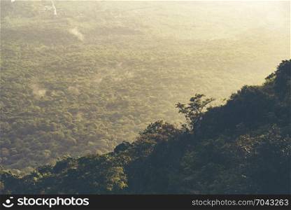 nature landscape view of tropical mountains layers, Khao Yai National Park Thailand, for use about background or wallpaper
