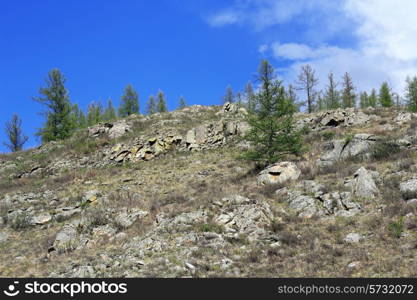 Nature, mountains against a cloudy sky