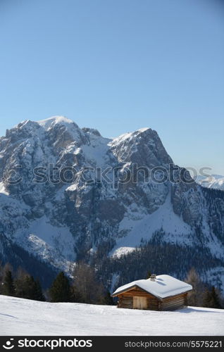 nature mountaint winter landscape nature with tree and fresh snow