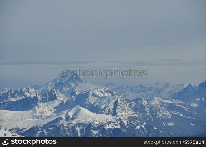 nature mountaint winter landscape nature with tree and fresh snow