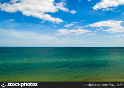 Nature of tropical summer beach with sun. Vacation and travel concept.