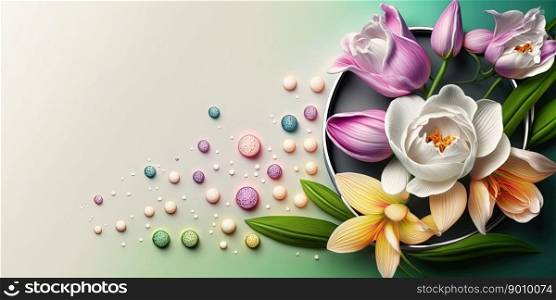 nature orchid flower and tropical floral petal for beauty cosmetic background with copy space