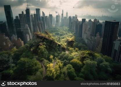 Nature reconquers a big city created with generative AI technology