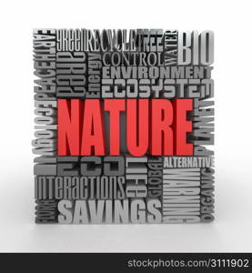 Nature. The concept of the words on white isolated background. 3d