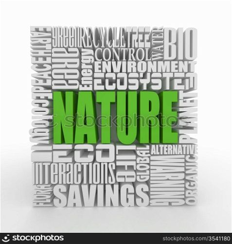 Nature. The concept of the words on white isolated background. 3d
