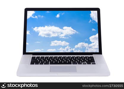 Nature wallpaper displaying in a white laptop screen