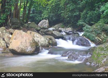 Nature waterfall in deep forest, in national park Thailand