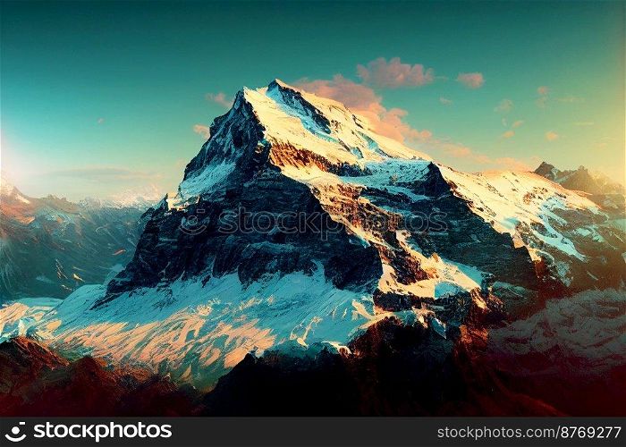 Nature with great mountains 3d illustrated