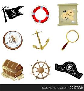 Nautical icons against white background