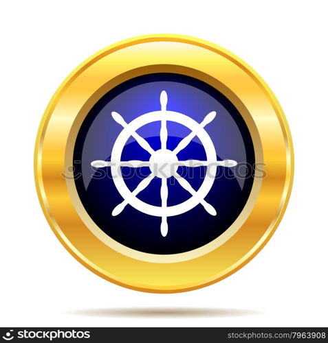 Nautical wheel. Internet button on white background.