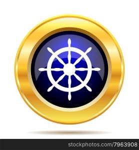 Nautical wheel. Internet button on white background.