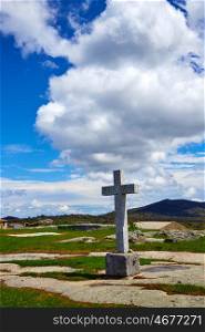 Nava de Bejar pilgrim stone cross in Salamanca by the Via de la Plata of Spain