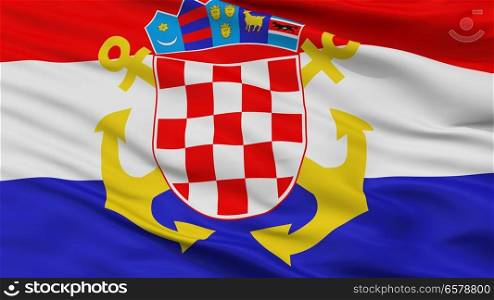 Naval Ensign Of Croatia Flag, Closeup View. Croatia Naval Ensign Flag Closeup