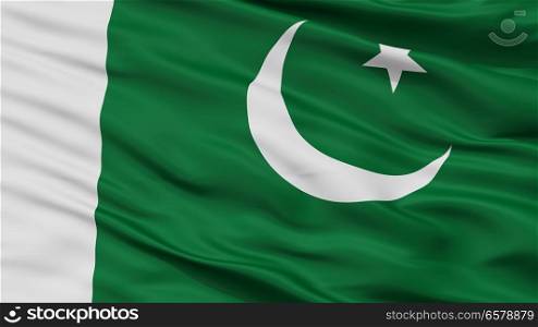 Naval Ensign Of Pakistan Flag, Closeup View. Pakistan Naval Ensign Flag Closeup