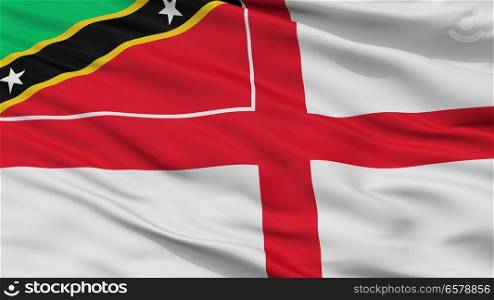 Naval Ensign Of Saint Kitts And Nevis Flag, Closeup View. Saint Kitts And Nevis Naval Ensign Flag Closeup