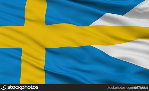 Naval Ensign Of Sweden Flag, Closeup View. Sweden Naval Ensign Flag Closeup