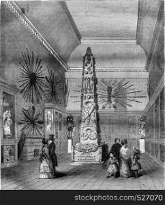 Naval Museum in the Louvre, Room La Perouse first sight, vintage engraved illustration. Magasin Pittoresque 1847.