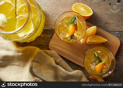 Navel orange cocktail with rosemary. 