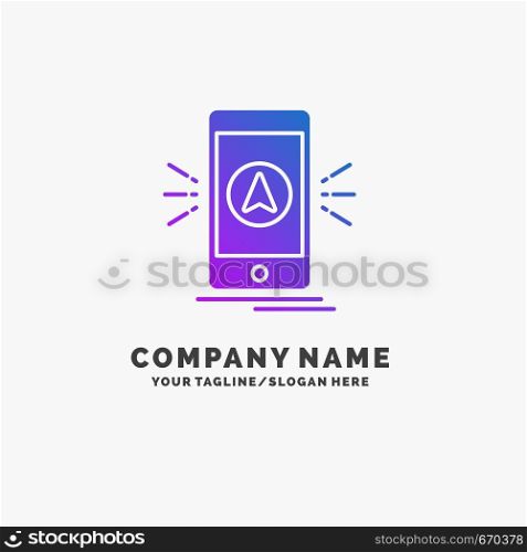 navigation, app, camping, gps, location Purple Business Logo Template. Place for Tagline.. Vector EPS10 Abstract Template background