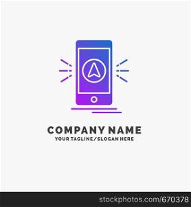 navigation, app, camping, gps, location Purple Business Logo Template. Place for Tagline.. Vector EPS10 Abstract Template background