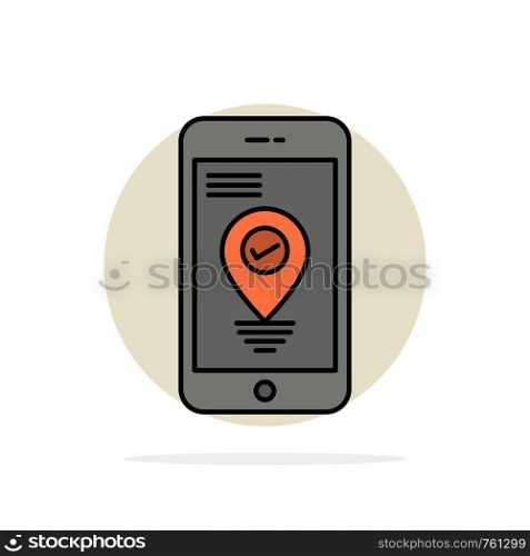 Navigation, Location, Pointer, Smartphone Abstract Circle Background Flat color Icon