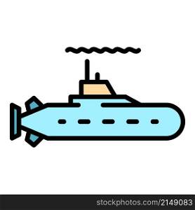Navy submarine icon. Outline navy submarine vector icon color flat isolated. Navy submarine icon color outline vector