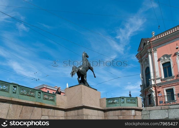 Near the Fontanka river .View of ancient buildings .Saint-Petersburg, Russia.June 4, 2015