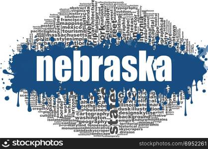 Nebraska word cloud design. Creative illustration of idea word lettering typography . 3D rendering.