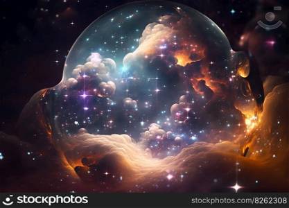 Nebula and galaxies in space. Neural network AI generated art. Nebula and galaxies in space. Neural network generated art