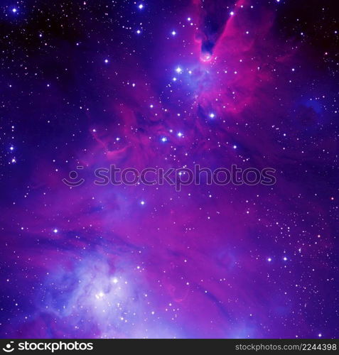 Nebula, cluster of stars in deep space. Science fiction art.