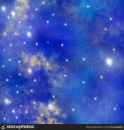 Nebula, cluster of stars in deep space. Science fiction art.