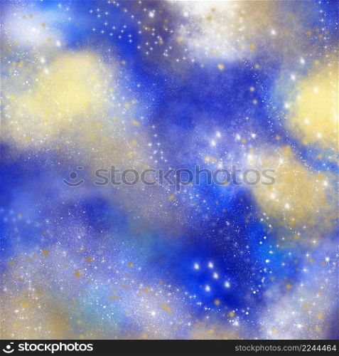 Nebula, cluster of stars in deep space. Science fiction art.