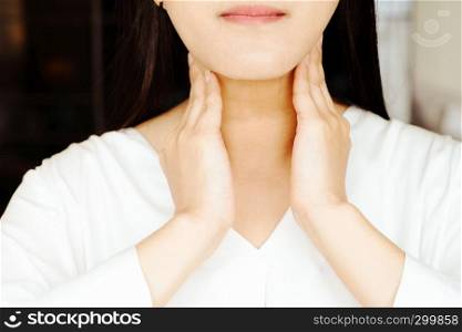 neck shoulder injury painful women suffer from working healthcare and medicine recovery concept