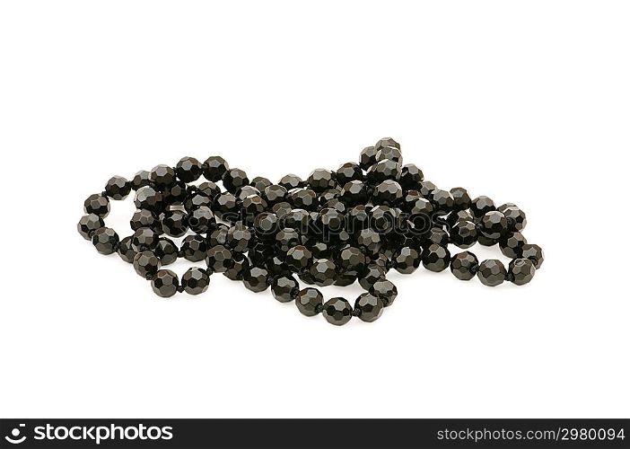 Necklace with black stones isolated on the white