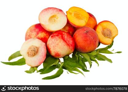 Nectarine and peach fruits isolated on a white background