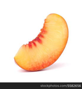 Nectarine fruit segment isolated on white background cutout