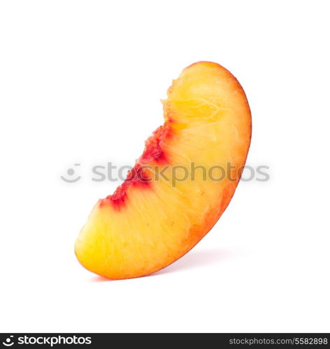 Nectarine fruit segment isolated on white background cutout
