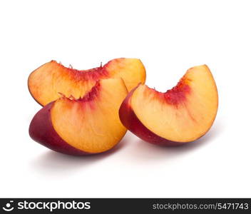 Nectarine fruit segments isolated on white background