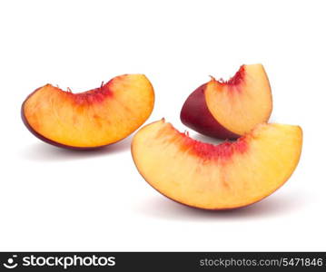 Nectarine fruit segments isolated on white background