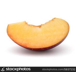 Nectarine fruit slice isolated on white background close up