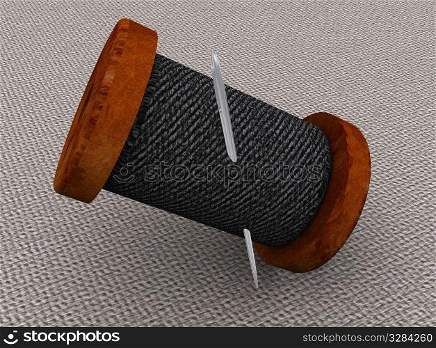 Needle and a thread. 3d