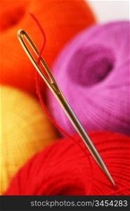 needle and thread macro close up