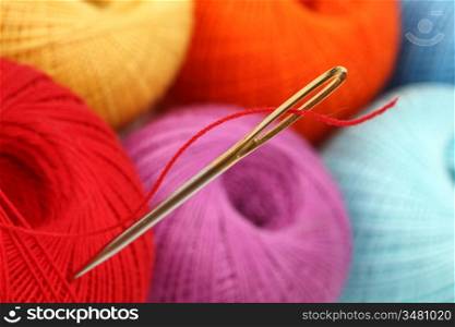 needle and thread macro close up