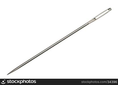 Needle (the tool for sewing) on an isolated white background.