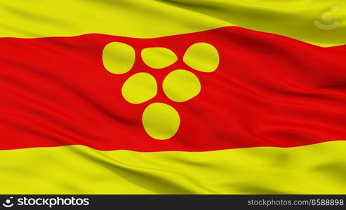 Negotino Municipality City Flag, Country Macedonia, Closeup View. Negotino Municipality City Flag, Macedonia, Closeup View