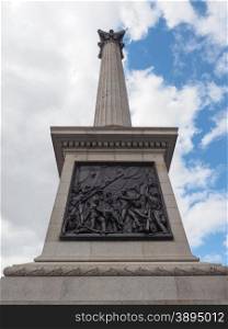 Nelson Column in London. Nelson Column monument in Trafalgar Square in London, UK