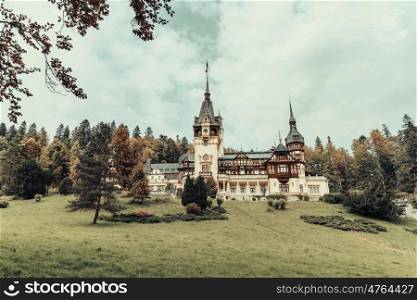 Neo-Renaissance Peles Castle Built In 1873 In Carpathian Mountains